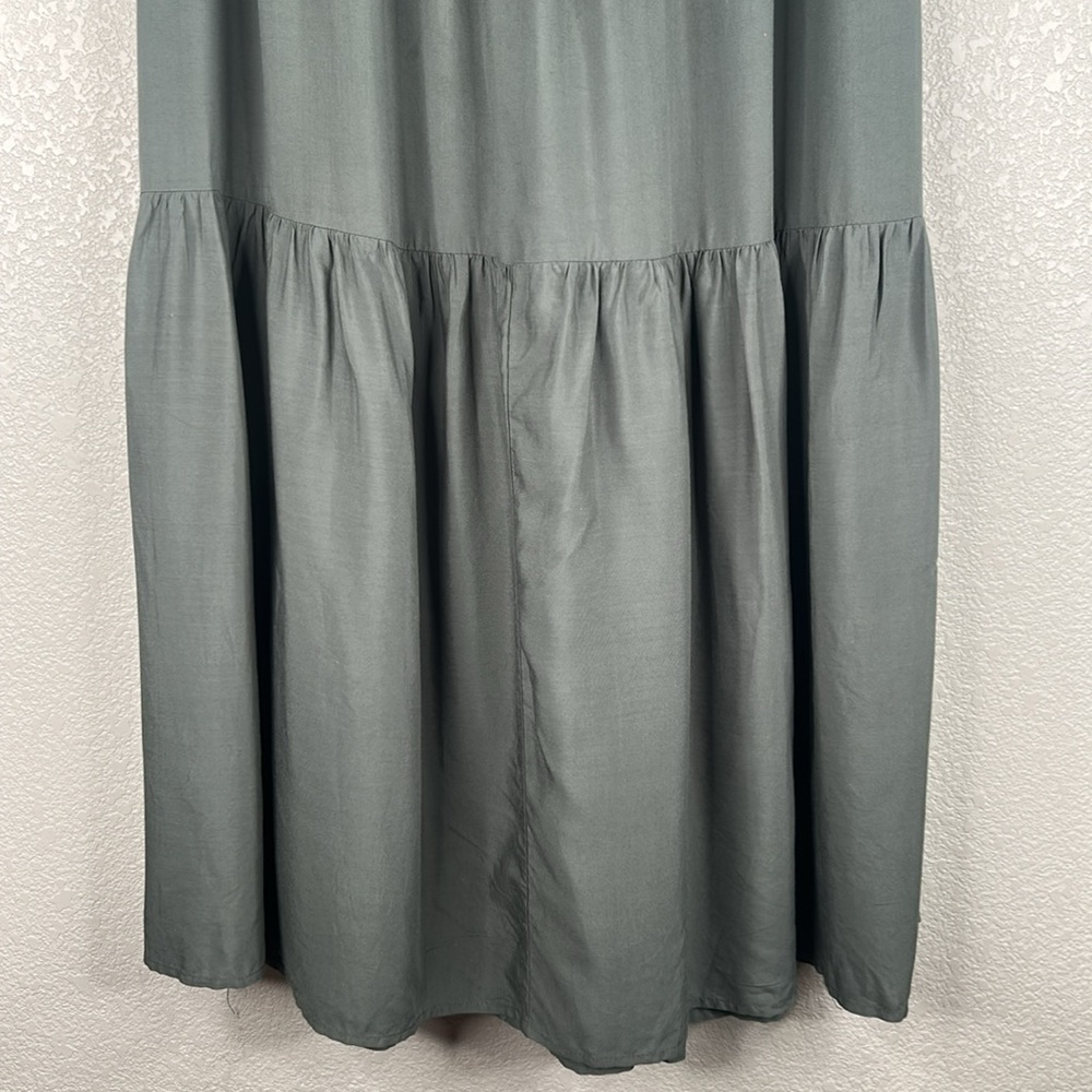 Shein Olive Green Flowy Coastal Casual Layered Elastic Waist Maxi Skirt Size S - Picture 4 of 7